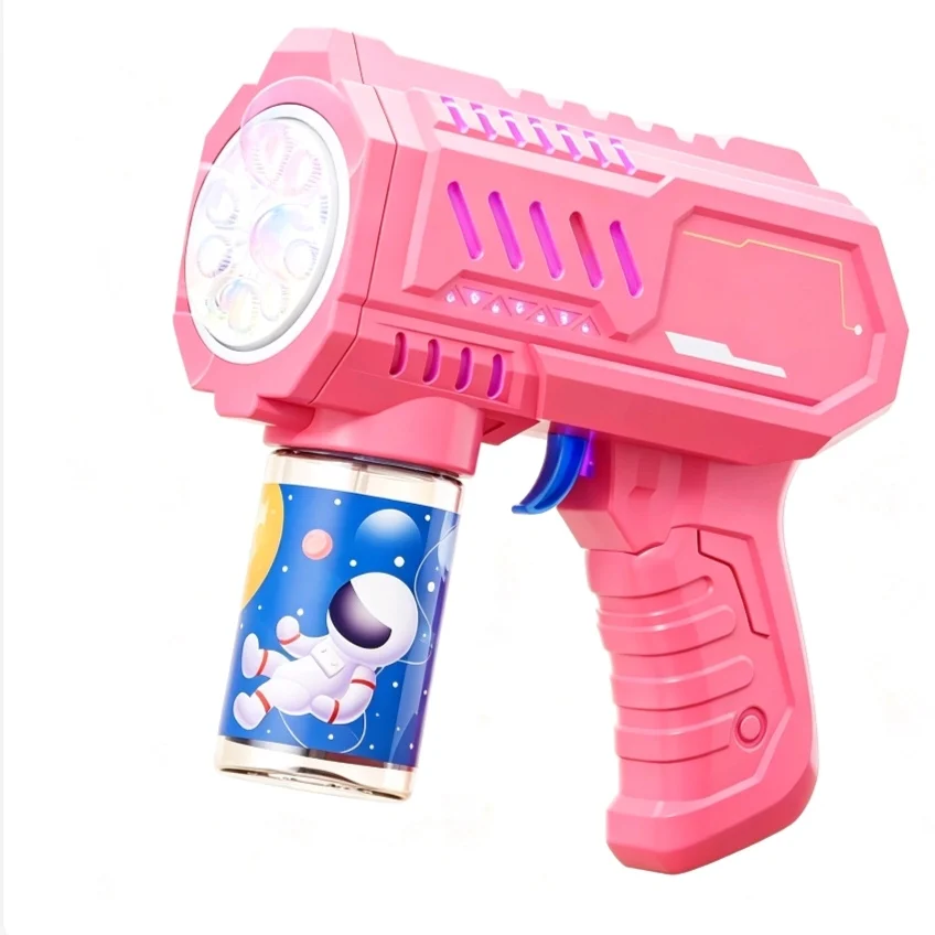 One Touch Continuous Bubble Toy Automatic Bubble Blower Machine Multi Hole Electric Bubble Maker With LED Light Astronaut Space