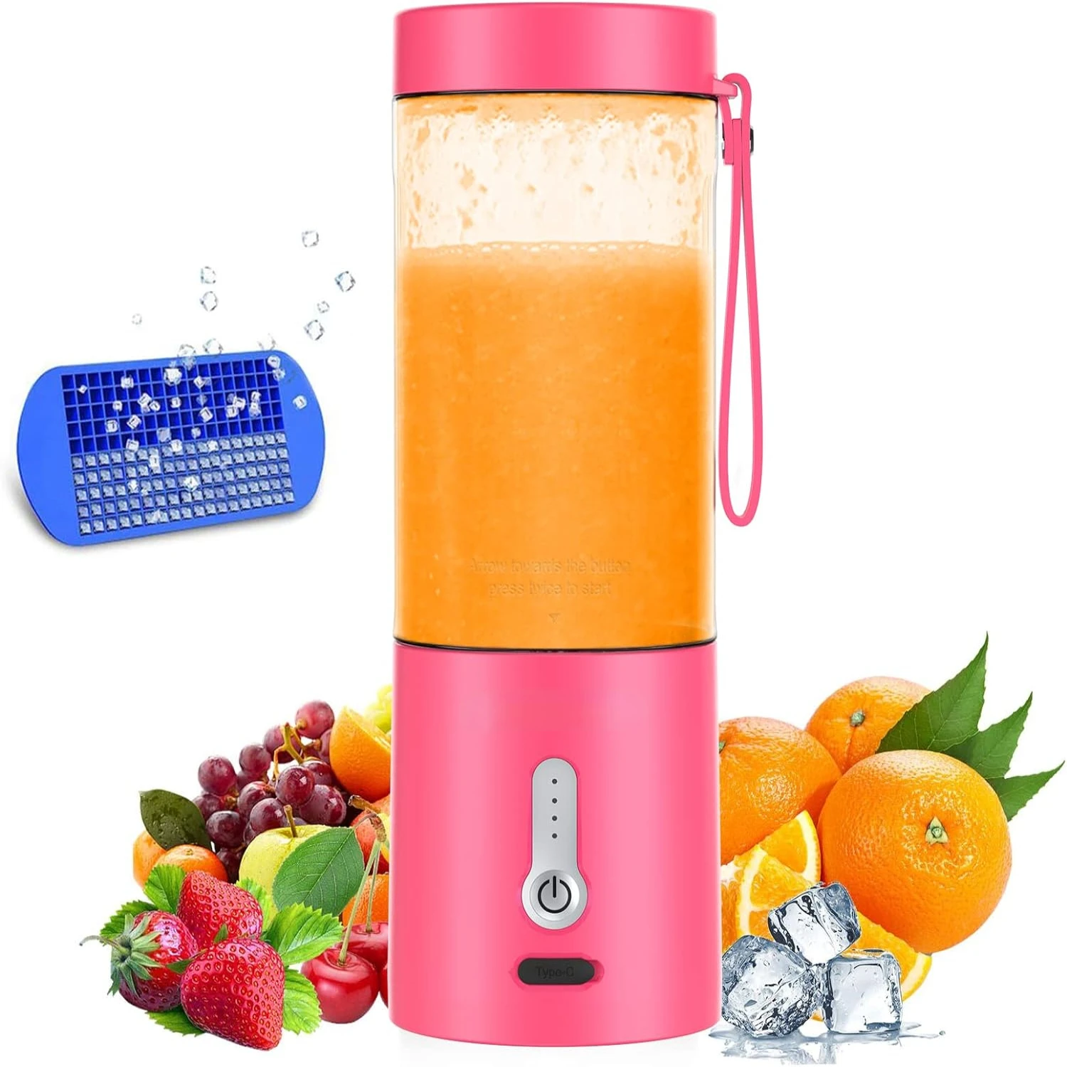 Portable Personal Travel Blender for Shakes and Smoothies, Protein, Crushed Ice with 4000mAh USB Rechargeable Battery - 18 oz Mi