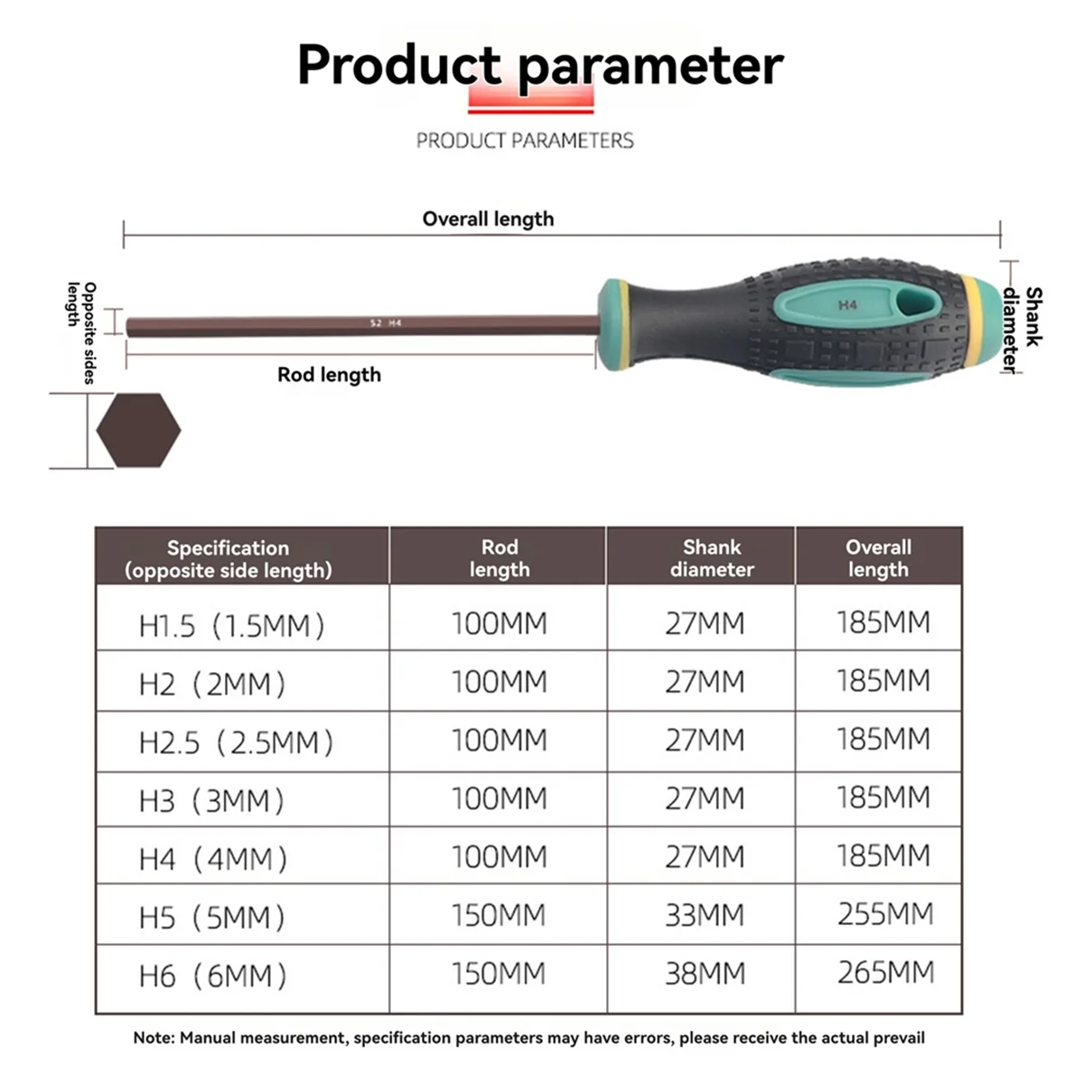 

7 шт. шестигранная отвертка H1.5-H6 шестигранная головка шестигранный хвостовик магнитный наконечник шестигранная отвертка инструменты для ремонта