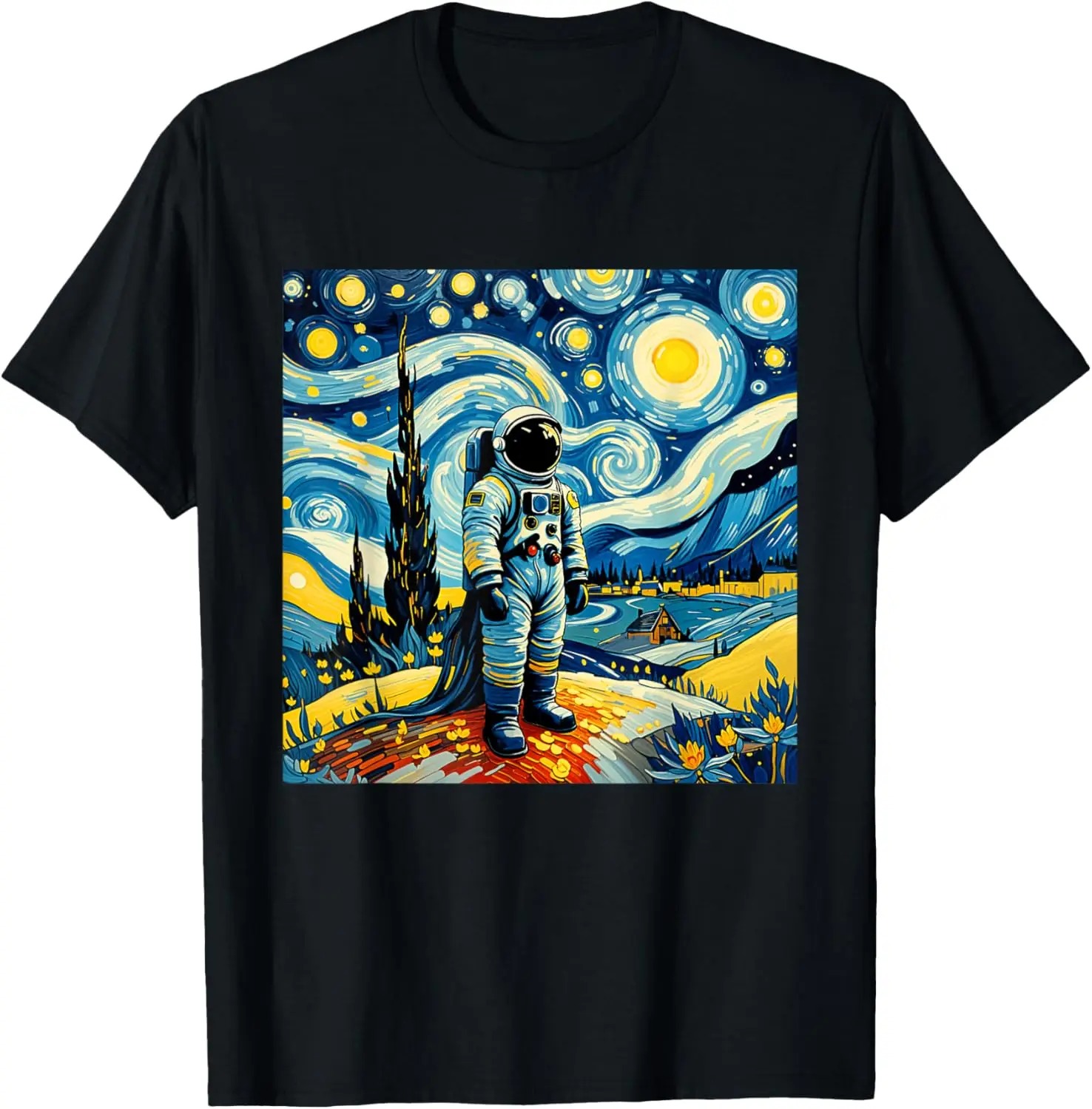 Van Gogh Starry Night Astronaut space lovers T-Shirt