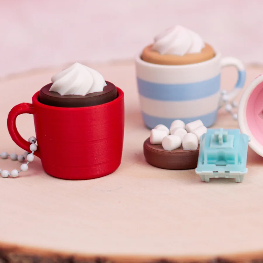Cake Dessert Shape Keycap Clicker Keychain, 3D Printed