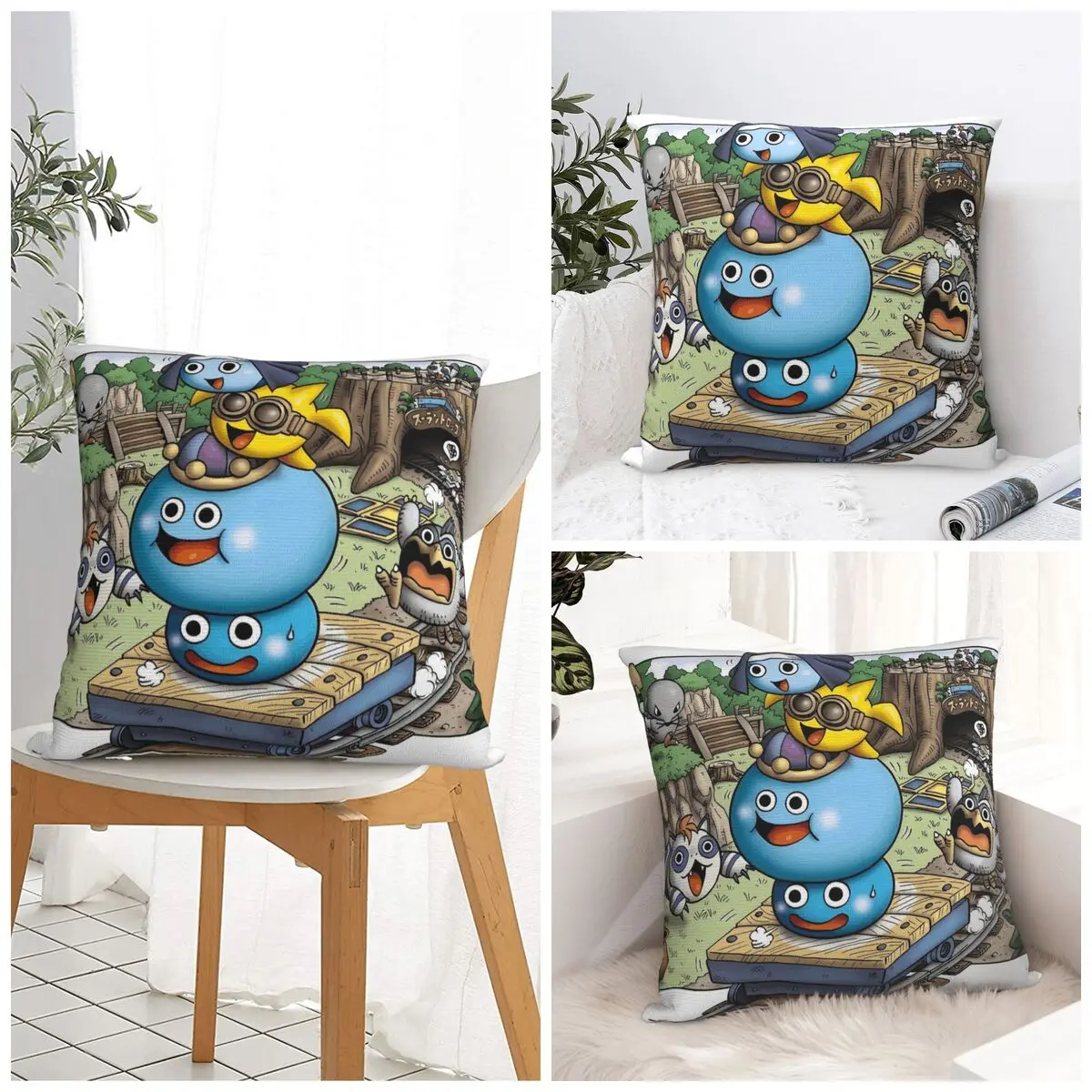 D-Dragon Quest Slime Pillow Case Cushion Cover Square Custom DIY Pillow Cover Fashion Pillowcases For Living Room Chair