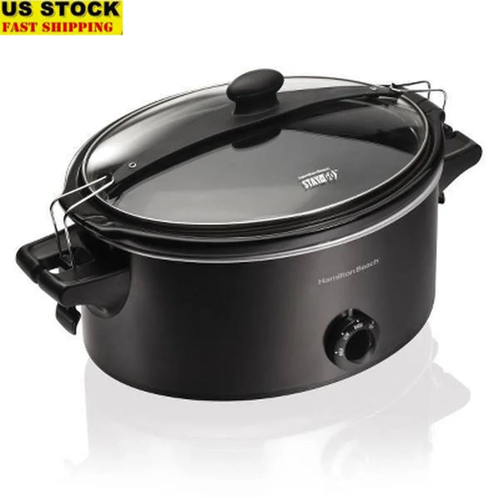

6qt Slow Cooker with Locking Lid 3 Settings Dishwasher Safe Stoneware Crock Ideal Family Meals Easy Cleanup