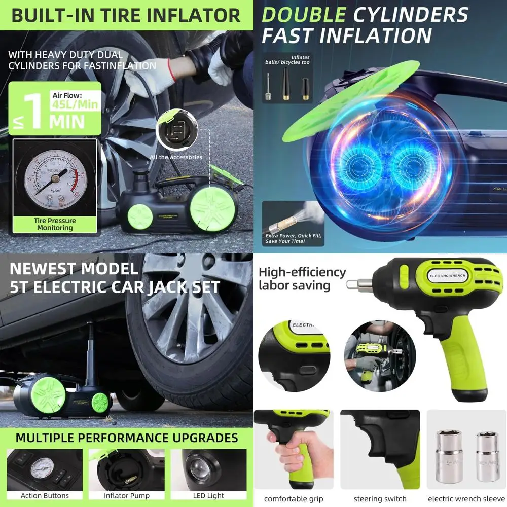 

Портативный электрический гидравлический домкрат 12В, 5 тонн, с ударным гайковертом и LED-подсветкой для замены шин и ремонта автомобилей