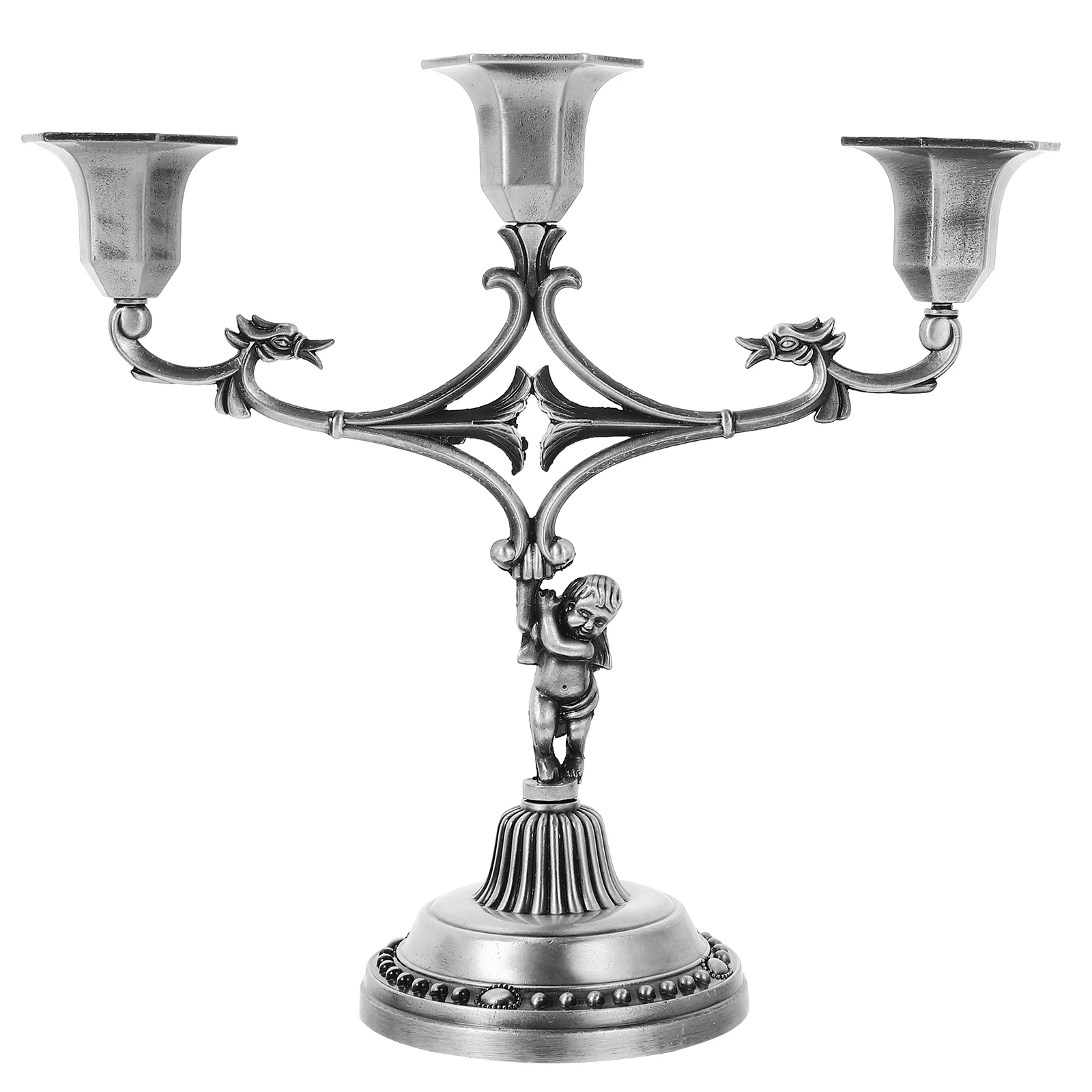 

Vintage Holder Zinc Alloy Retro Style Pillar Candlestick Home Decor Bedroom Bar Cafe Restaurant Wedding Party Christmas