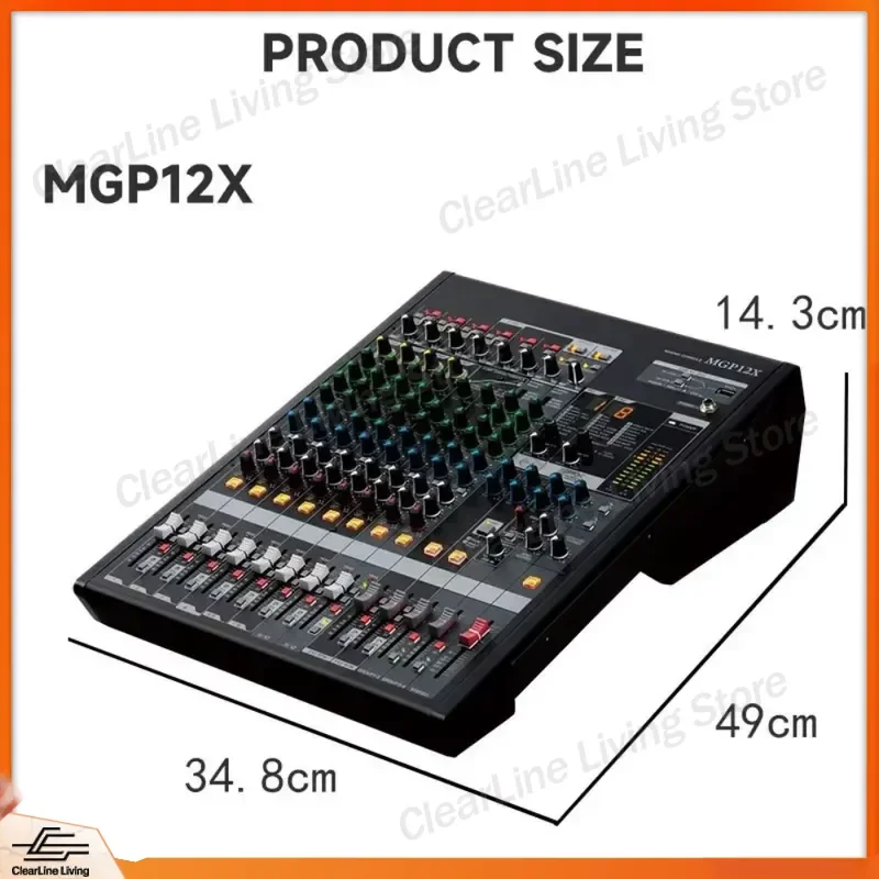 MGP12X 12 Channel Professional Audio Mixer Digital Multi Effect Processor USB Sound Card Mixing Console for Stage Studio Live