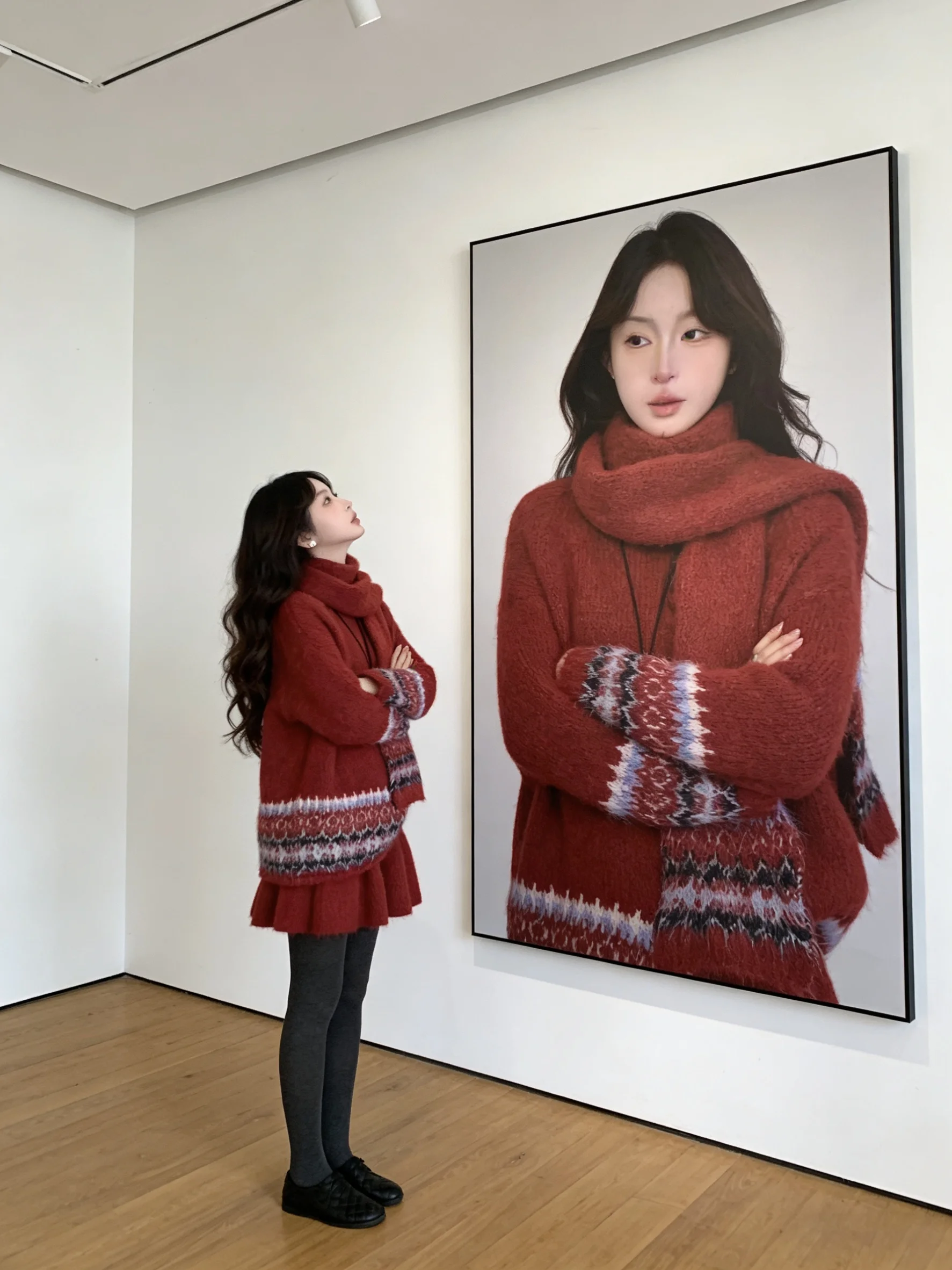 

Красный вязаный свитер и юбка из двух предметов для женщин, весенний ансамбль Faion, молодежная одежда Long Sve на Новый год