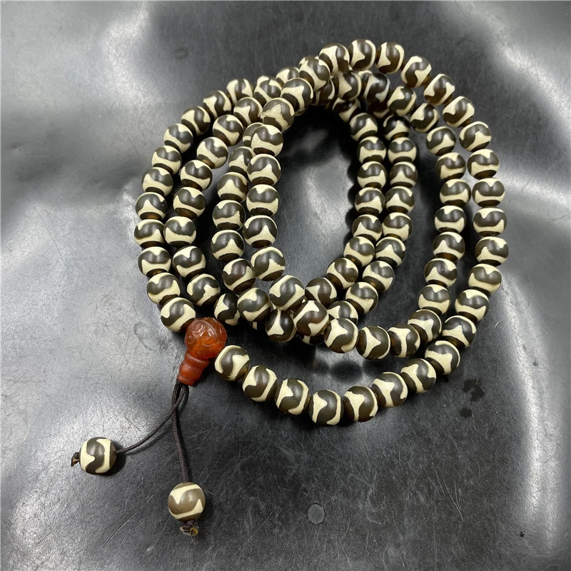 8mm 108 Tiger Tooth Sweater Chain Buddhist Beads, can be wrapped around agate bracelet