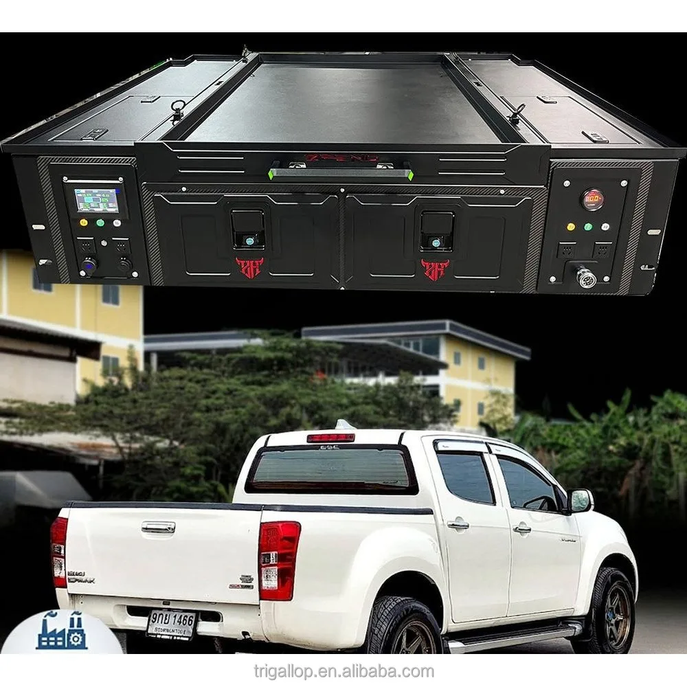 Dream Car Smart Energy Storage Pickup Bed Drawer System Built-in Battery Hub For Ranger Hilux Camping Electrical Gear Box