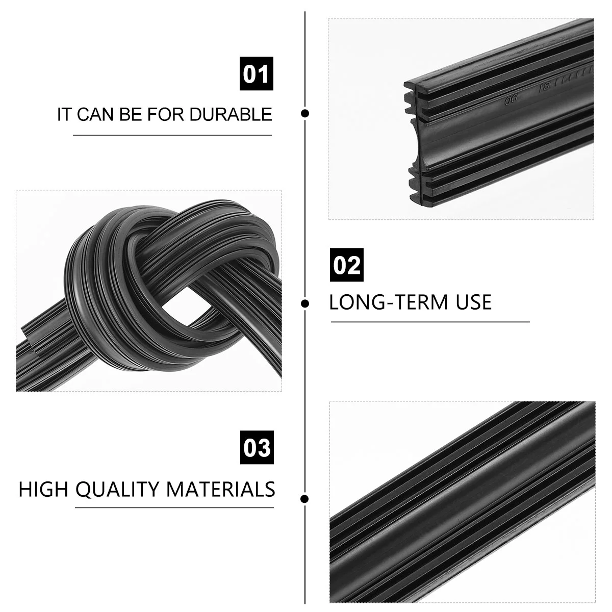 Adhesive Strip Insert Rubber Strips for Frameless Wiper Blades Boneless Refills Car 6mm