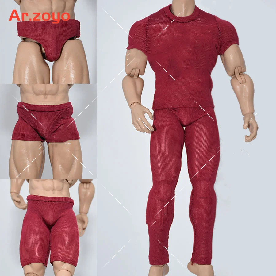 1/12 Men Soldier T Shirt Vest Boxer Briefs Soft Sexy Shorts Underpants Long Pants Bottom Shirt For 6'' Action Figure Body Dolls