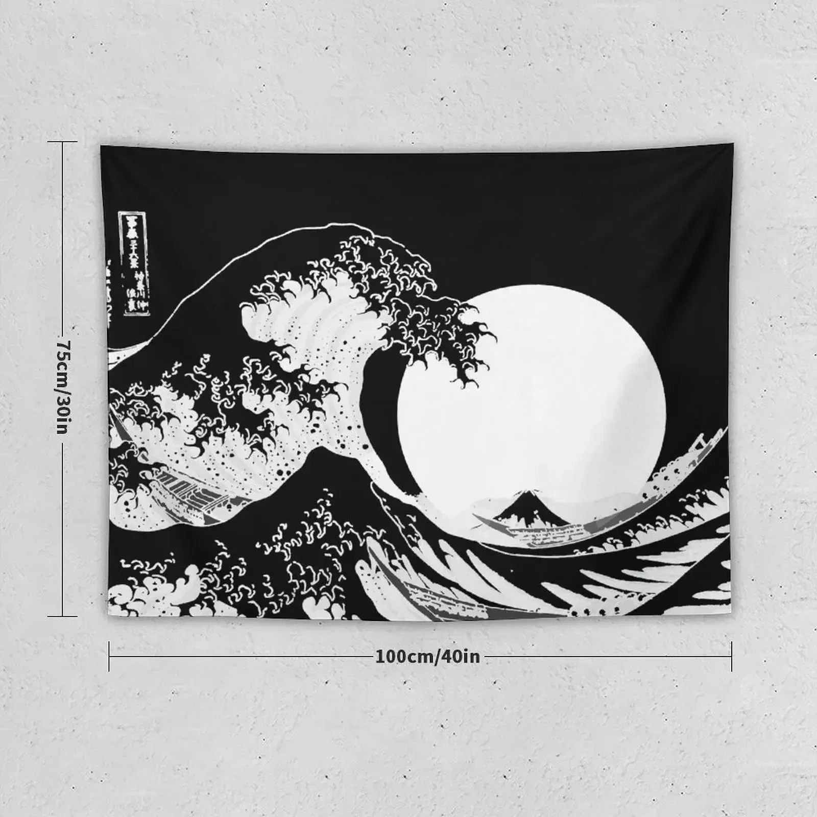 Great Wave Monochrome Tapestry Wall Hanging Decor Decoration Aesthetic Wallpapers Home Decor Tapestry