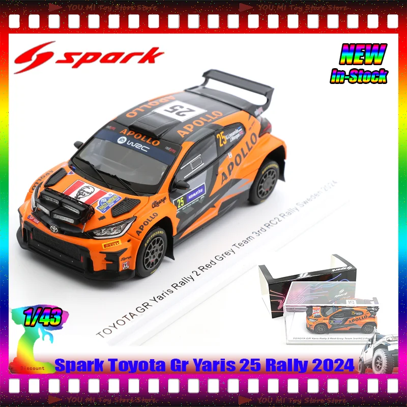 

Spark 1:43 Toyota GR Yaris 25 Rally 2024 Miniature Resin Car Model Custom Children Toys Gift Collectible Simulation Play Vehicle