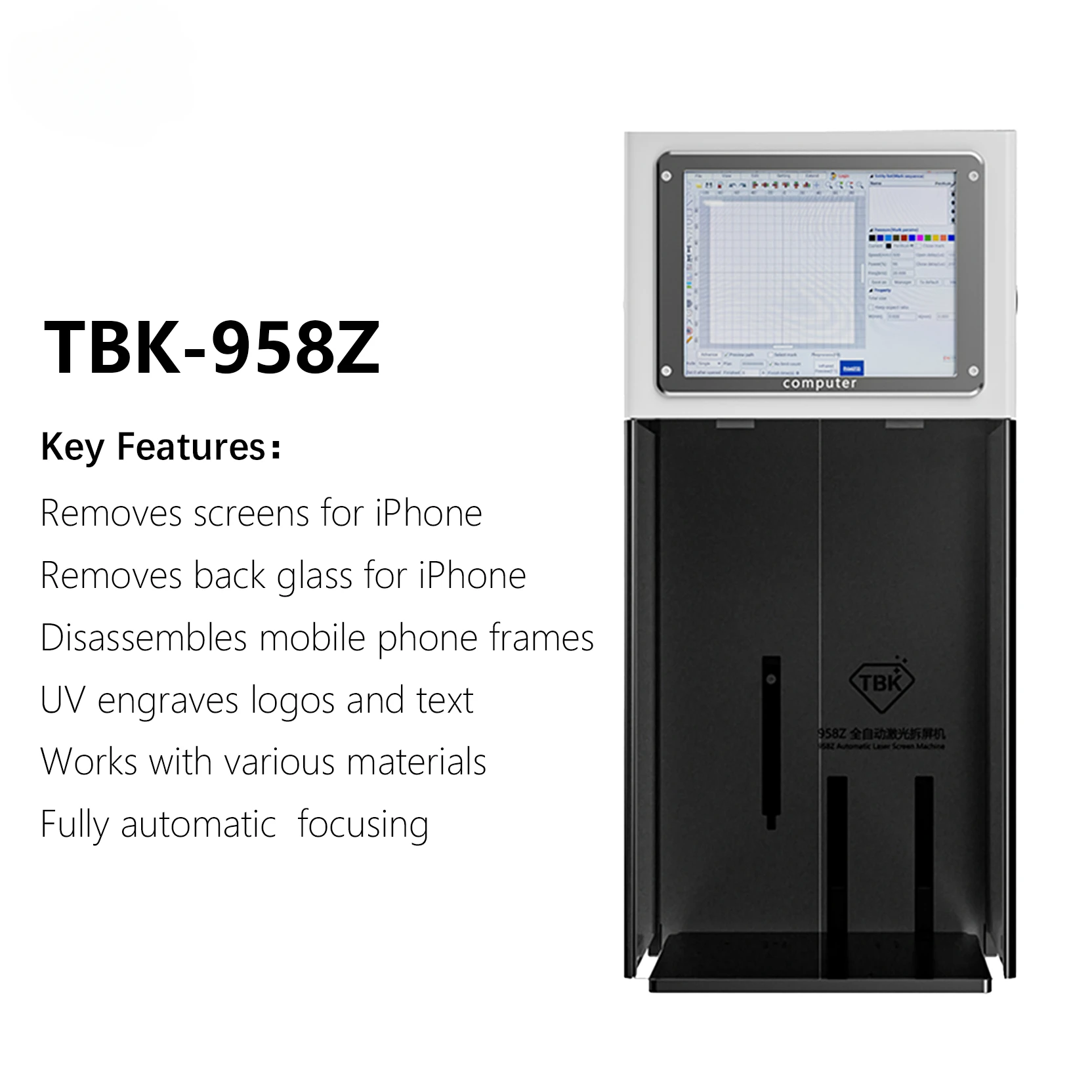 TBK Factory 958Z OEM ODM Laser machine mark tool cellphone repair renew refurbish equipment