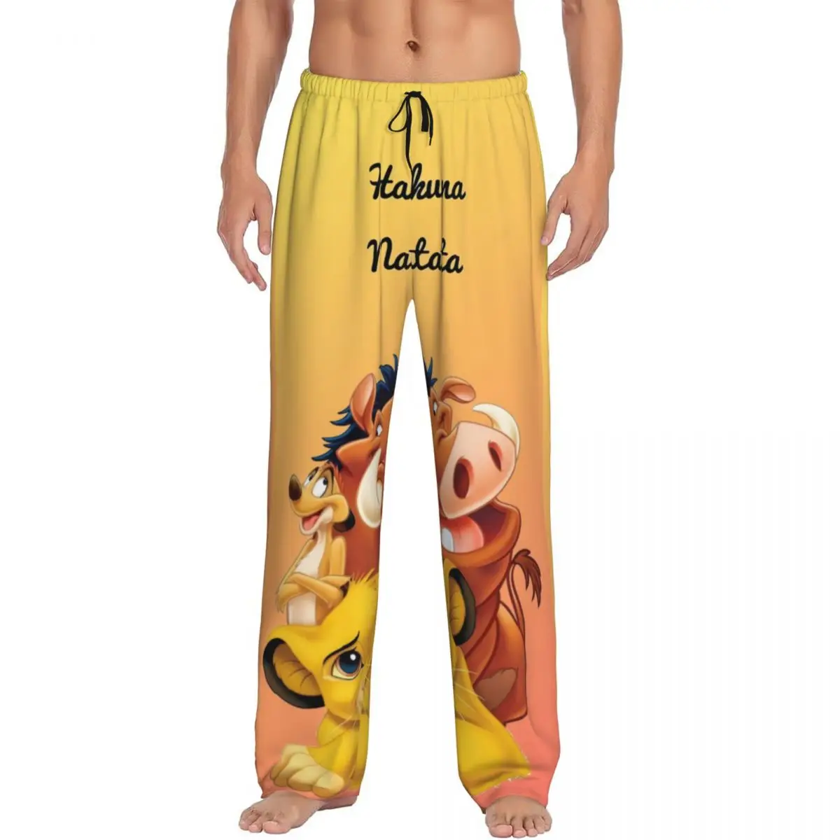 Pantalones de pijama personalizados King Lion Simba para hombre, ropa de dormir con estampado de película de dibujos animados de Hakuna Matata, pantalones con bolsillos