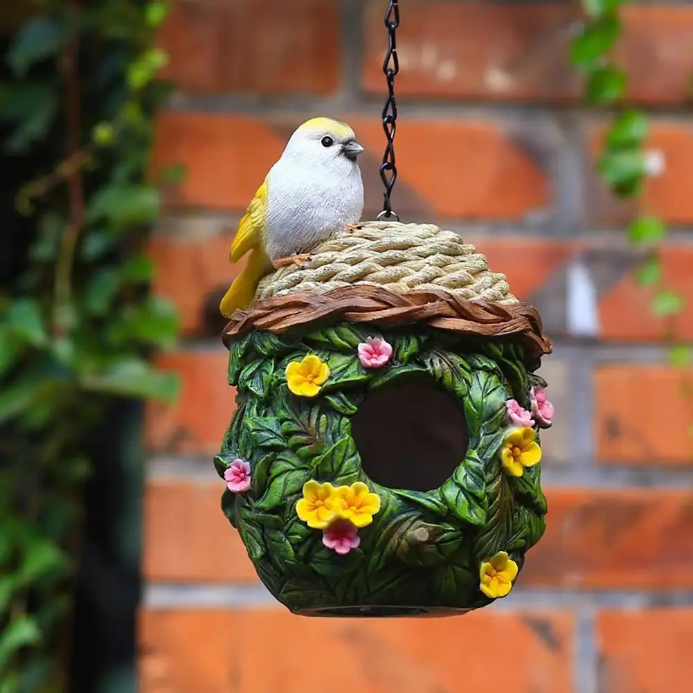 Courtyard garden decoration ornaments, outdoor bird house nest wall ornaments, resin imitation solid wood balcony home landscapi