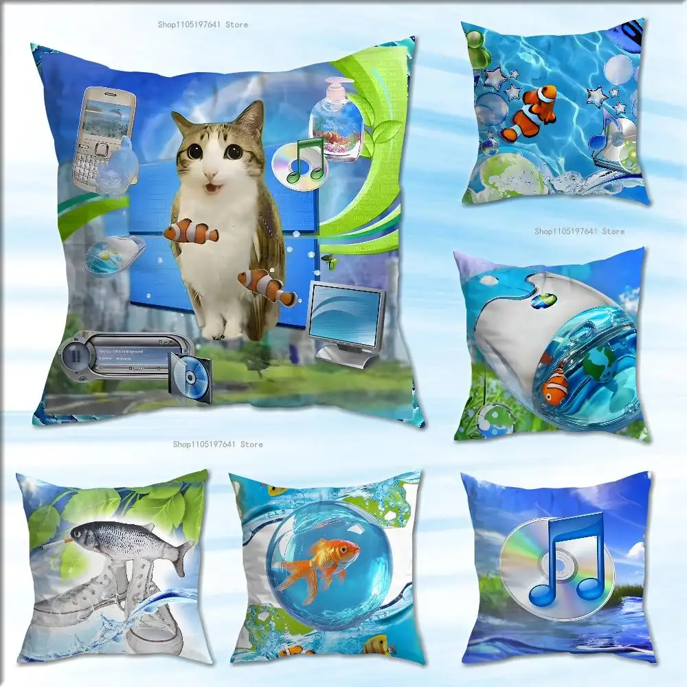 

Frutiger Aero Aqua Nostalgia Pillow Case Cushion Cover Home Decor Birthday Gift Pillowcover