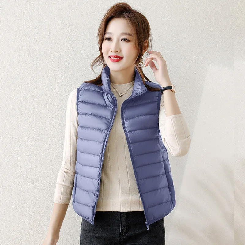 Winter Ultra Light 90% White Duck Down Vest Coat Women Warm Down Waistcoat Jacket Female Stand Collar Sleeveless Short Tank Tops