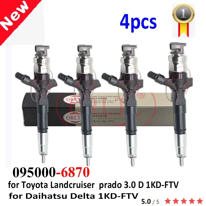 095000-6870 0950006870 6870 for Toyota Landcruiser prado 3.0 D 1KD-FTV Daihatsu Delta 4pc Diesel Genuine Fuel Injector