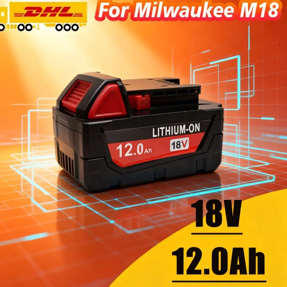 18V 12,0Ah Ersatzakku für Milwaukee M18, Li-Ion-Akku für Milwaukee 18V M18 48-11-2830 0730-20 Werkzeugakku
