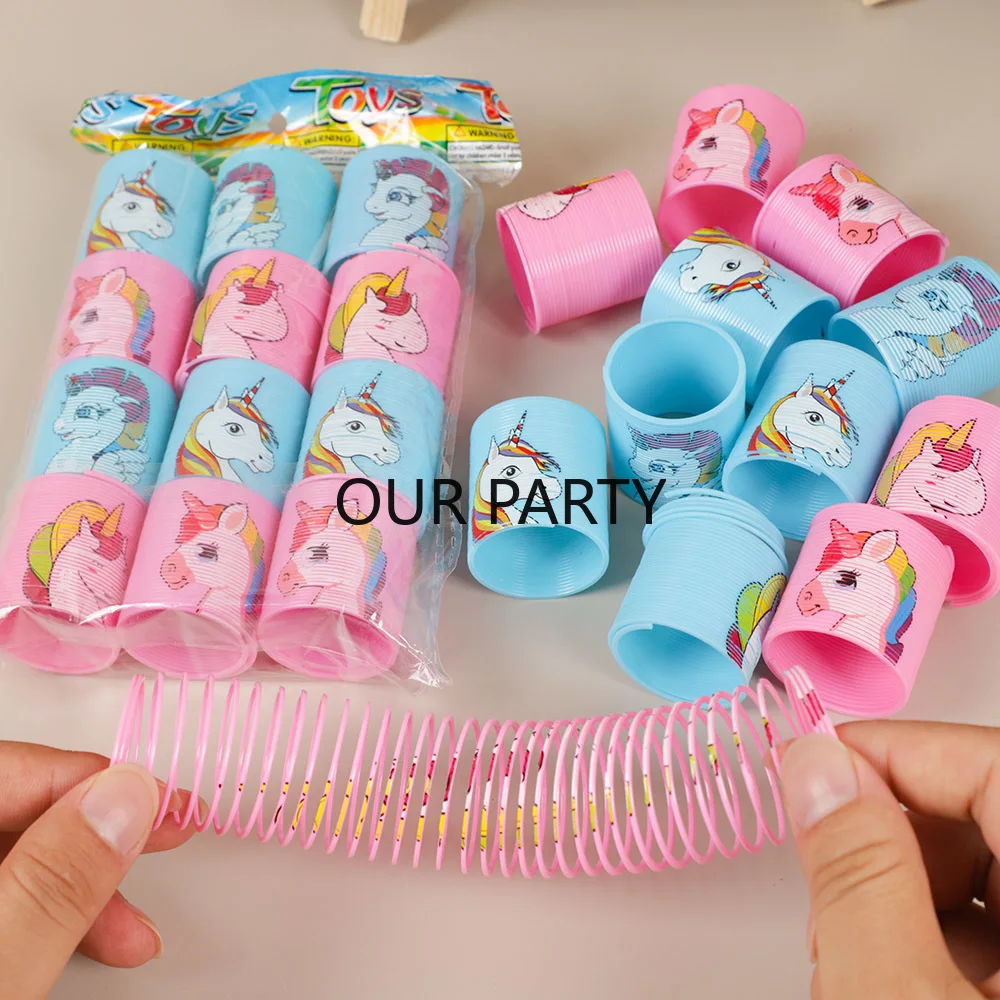 12Pcs Cartoon Unicorn Theme Rainbow Magic Spring Toys for Kids Birthday Party Favors regali omaggio Goodie Bag Pinata Fillers