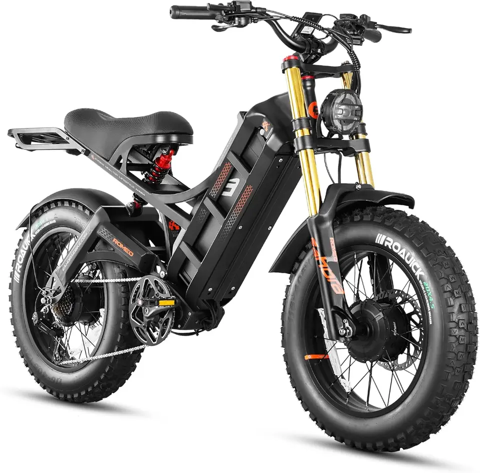 Romeo Pro/Romeo 2/Romeo Ultra 34-43Mph 1600-3000W Electric Bike for Adults 48-60V 60-70Ah 200Miles Long Range, 20*4.5/26* image 1