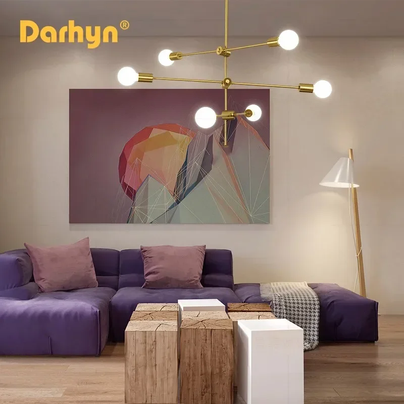 Nordic Chandeliers Modern Long Pole Art Decoration Pendant Lamp E27 Creative Bedroom Dining Room Living Room Magic Bean Light