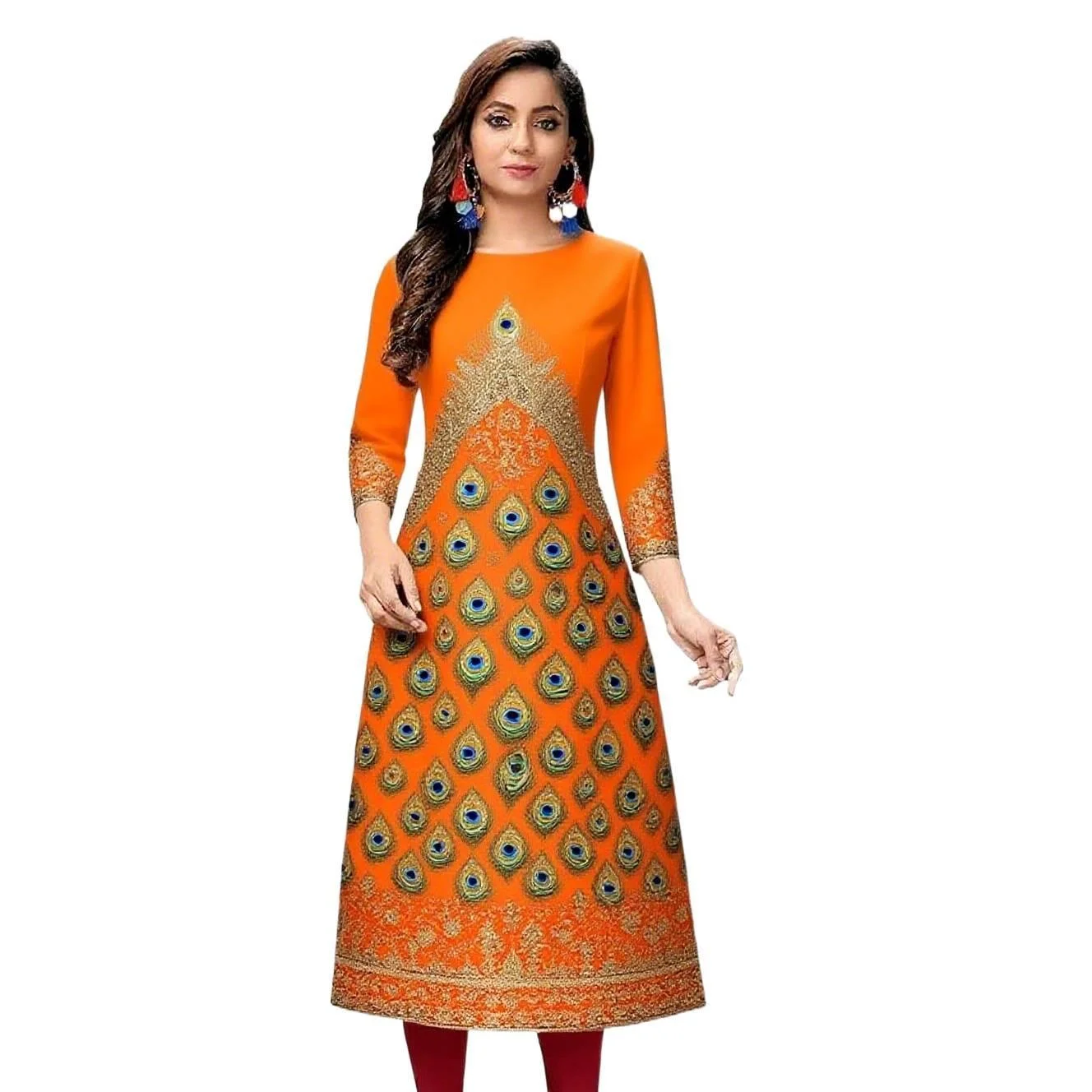 Abito casual da donna Kurt manica lunga dritto casual fiore etnico mandarino o-collo rotondo taglia normale design 3D adatto,