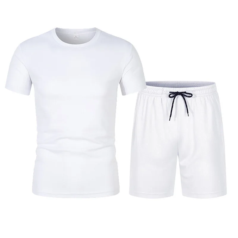 Ensemble printemps/été pour hommes, T-shirt à manches courtes en maille + Short à 5 points, ensemble 2 pièces, vêtements de sport d'été pour course à pied et Fitness
