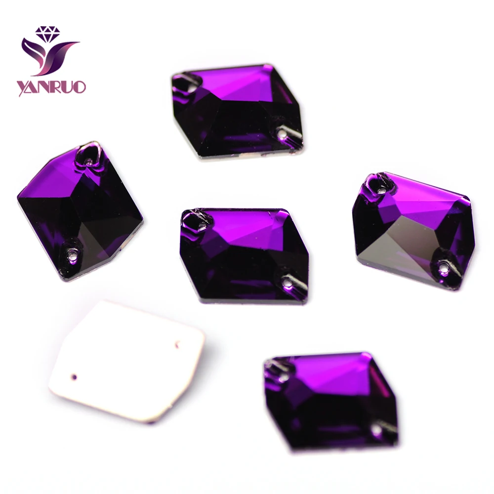 YANRUO 3265 Cosmic Purple Velvet Rhinestones Glass Flatback Sew on Stones Crystal for Sewing DIY Ornaments