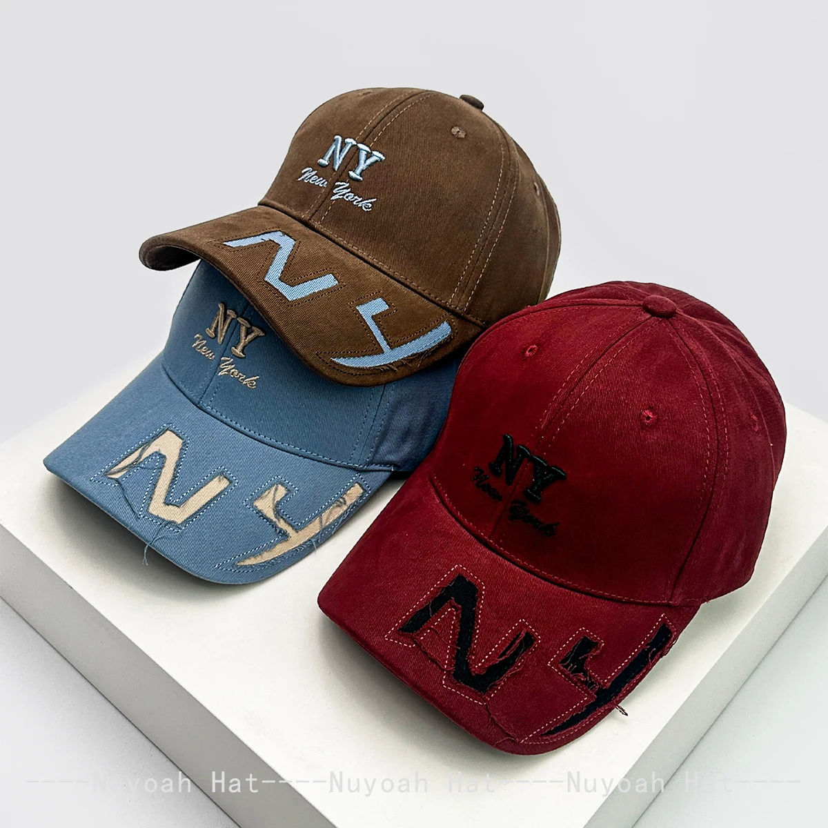 

New Men Women Hardtop Broken 3D Embroidered NY Letters Baseball Hats Sunshade Personal Versatile Casual Peaked Caps Fashion ins
