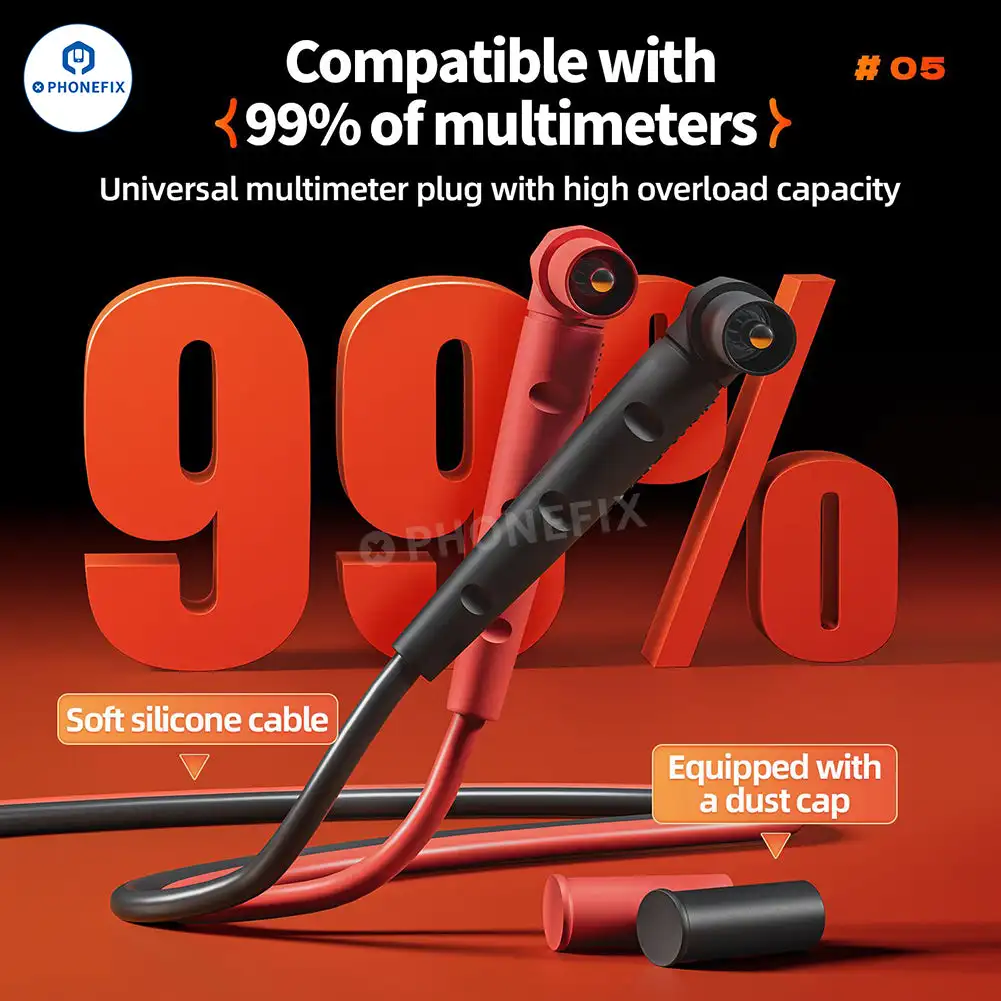 YCS 1000V 20A Extra-tip Multimeter Pen 0.28mm Needle 4 Probes All Copper Tinned Wire for PCB BGA IC High-precision Measurement