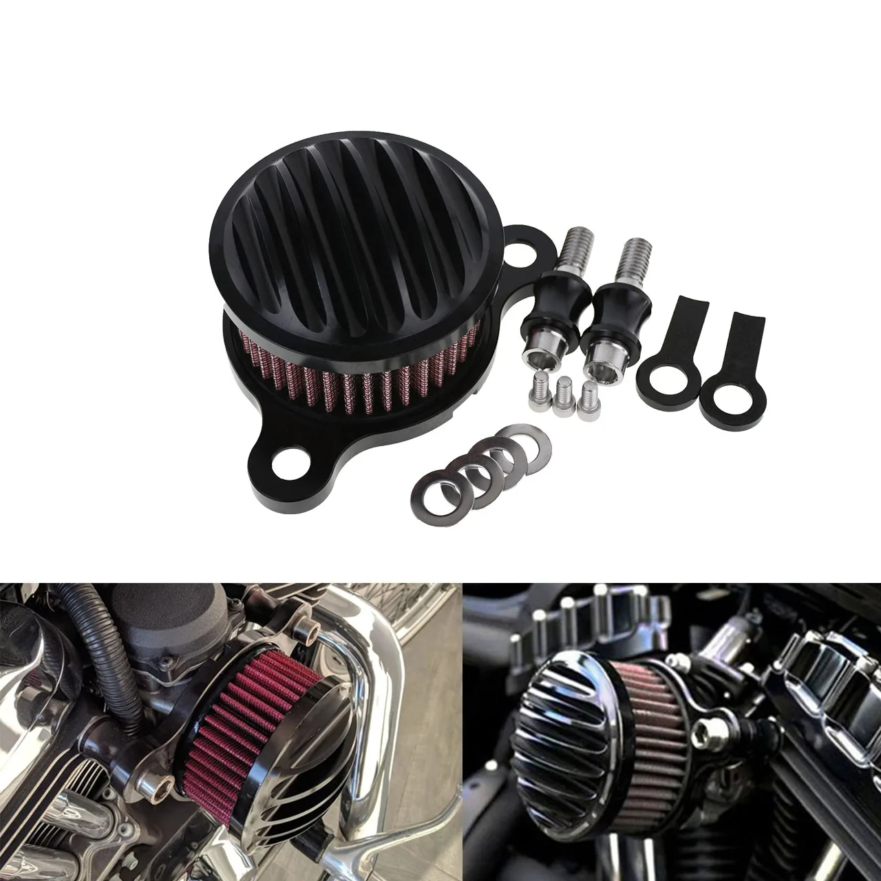 

Air Filter Air Cleaner Aluminum Black&Red Fit For Harley For Sportster 2004-2022