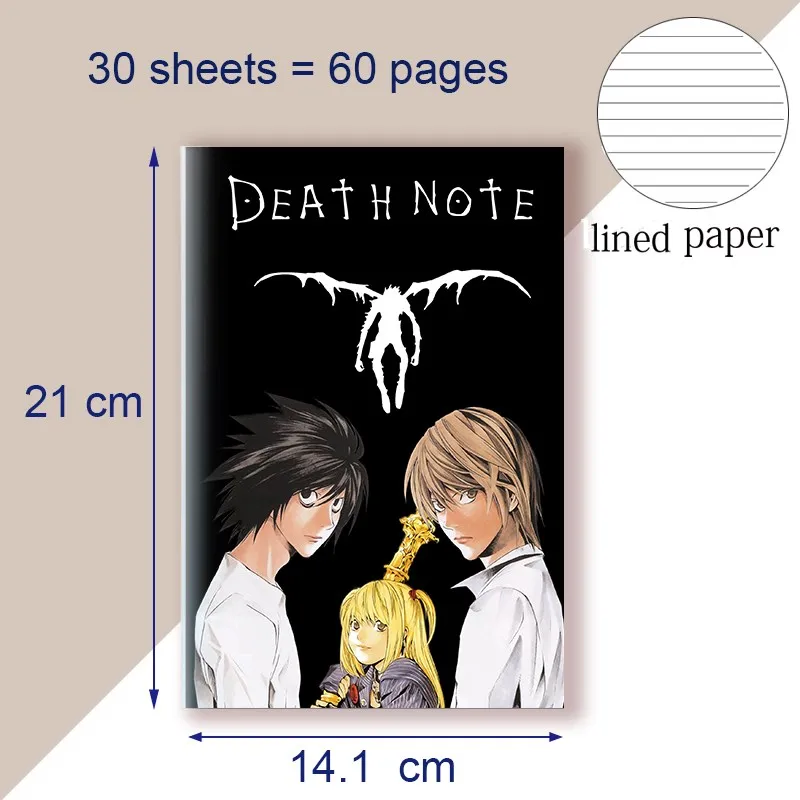 Quaderno A5 Death Note taccuino giappone Manga Agenda Lawliet Shinigami Caderno Rem Kira Killer Light Near Death Note Ryuk Raito L