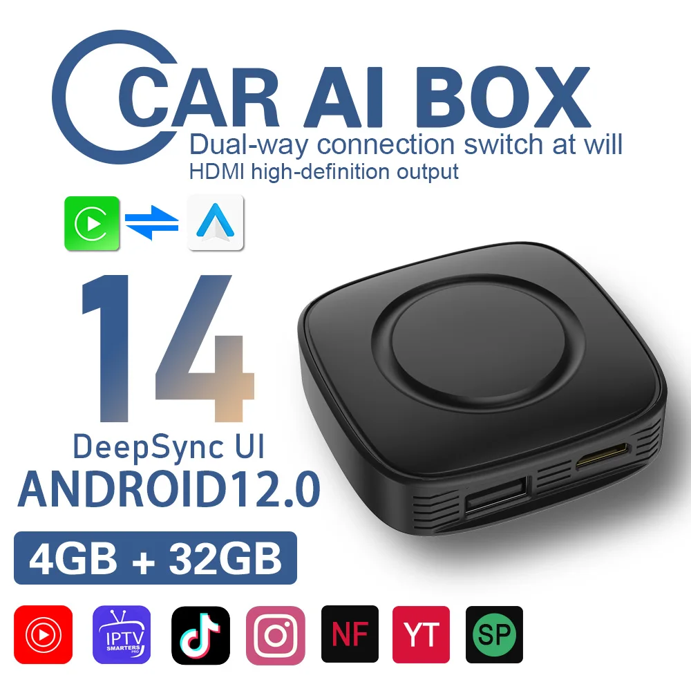 

HDMI-порт 5-в-1, CarPlay Android TV Box, проводной/беспроводной адаптер CarPlay Android Auto, адаптер для потоковой передачи видео, CS6H Box, автоматическое подключение.