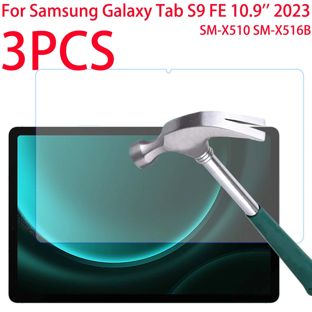 

3 Pieces Tempered Glass Screen Protector For Samsung Galaxy Tab S9 FE 10.9 inch 2023 Protective Film SM-X510 SM-X516B X510 X516B