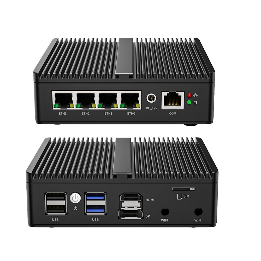 Imagem -06 - Mini Router Fanless Industrial Sistema Barebone Firewall Mini pc Em-tel N100 2.5g 4x I226-v Lan Ddr5 com J5040 J6412 12o Gen