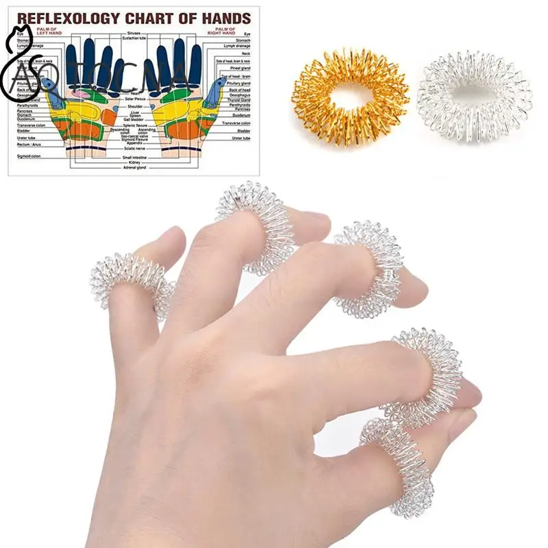 10pcs/Set Spiky Sensory Finger Rings Acupressure Ring Spikey Great Fidget Ring For Kids Adults Silent Stress Reducer Massager