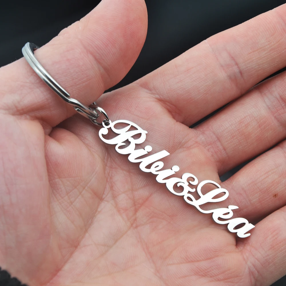 Letter Keychain Customizable Name Pendant Stainless Steel Keyring Birthday Gift for Boyfriend/Girlfriend and Children/Parents