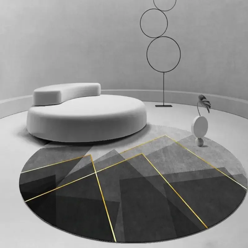VIKAMA Crystal Velvet Round Carpet Light Luxury Office Desk Chair Non-Slip Mat Table Study Large Area Carpet Bedroom Decoration