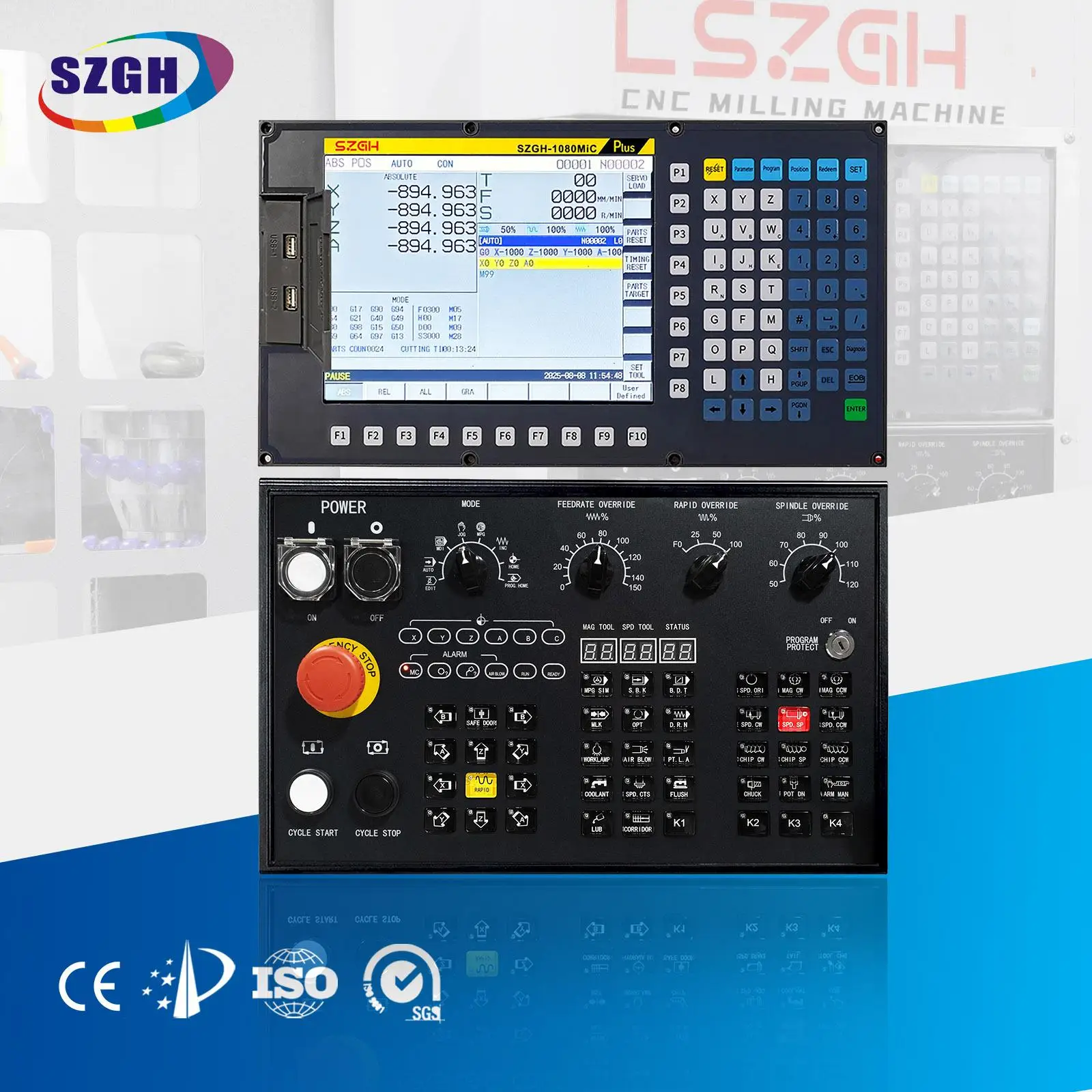 SZGH-1080MIC 3-Axis CNC Milling EtherCAT Controller High Precision for Industrial Automation with ATC Function