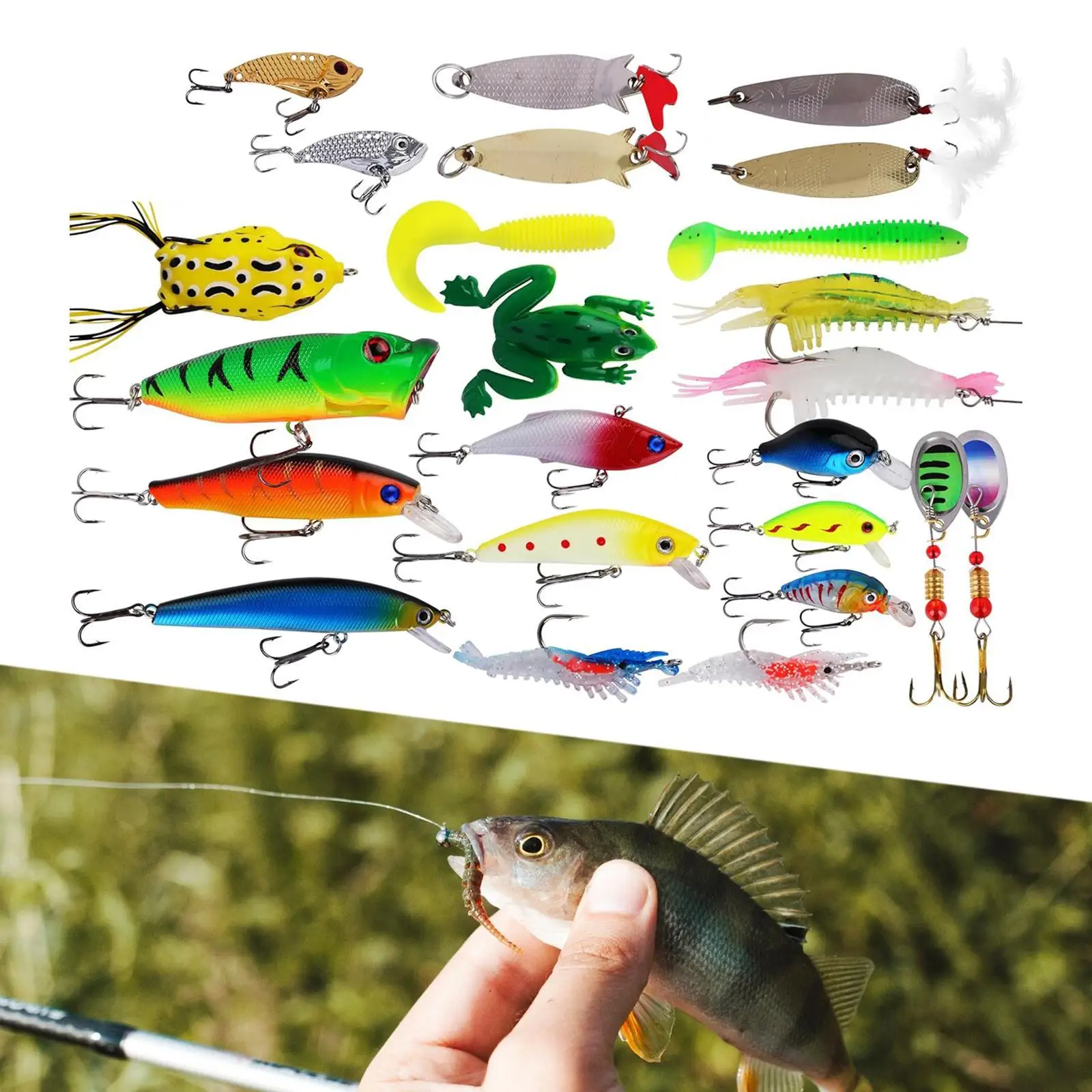 Fishing Lure Advent Calendar Minnow Topwater Lures Spoons Crankbait Xmas Gift Fishing Gift for Brother Teen Adults Husband Boys