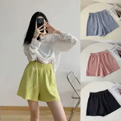 Zomer Dames Shorts Trendy Casual Zomer Felle Kleur Korte Broek Met Zak Zachte Koreaanse Stijl Meisjes Broekje Elastische Homewear