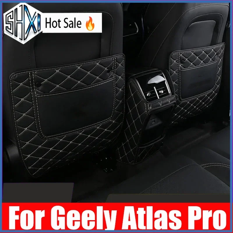 Anti-kick Pad For Car Seat Back Children's Cartoon Protective Leather Pad Anti-kick For Geely Atlas Pro Azkarra 2021 2022 2023