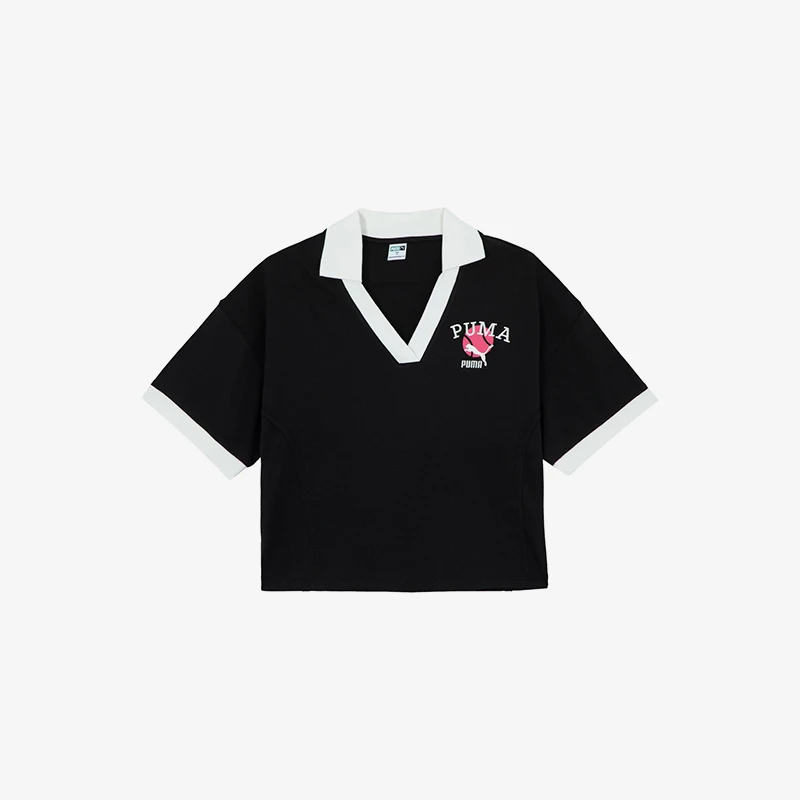 

Puma genuine 2023 new women's retro casual V-neck short sleeved polo shirt 622971-01