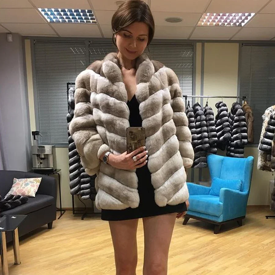 Fur Coat Women White Fur Coat Womens Genuine Leather Coat Winter Fur Jackets For Women Luxury Short Rabbit Fur Jacket For Women