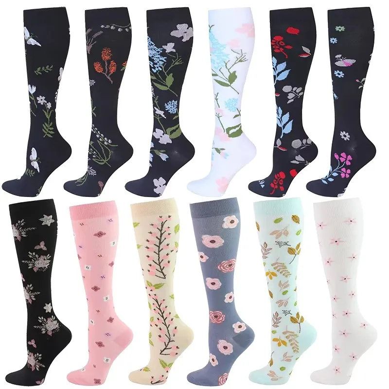 1 Paar Kompressionssocken, kniehoch, für Männer und Frauen, 20–30 mmHg, Laufsportsocken, passend für medizinische Ödeme, Diabetes, Krampfadern