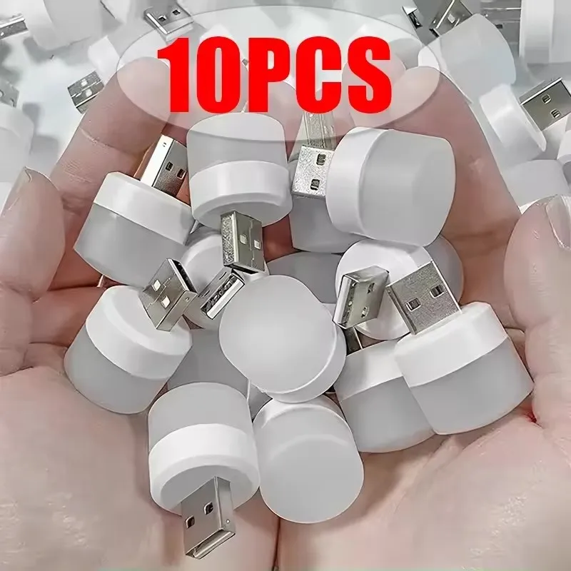 

1-10Pcs Mini USB Night Light Warm White Eye Protection Book Reading Light USB Plug Computer Mobile Power Charging LED Night Lamp