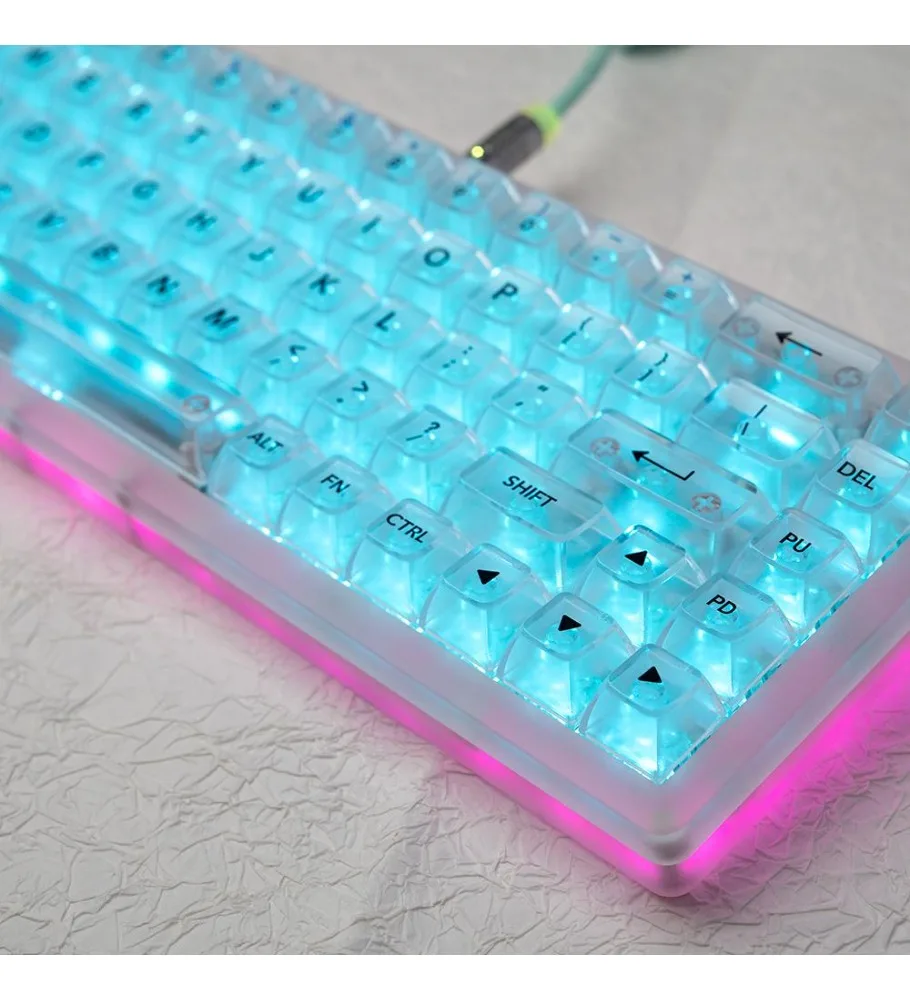 OEM Transparent Fog Transparent Keycaps Glacier Transparent Black Green Pink Suitable for wooting atk made68 Cougar