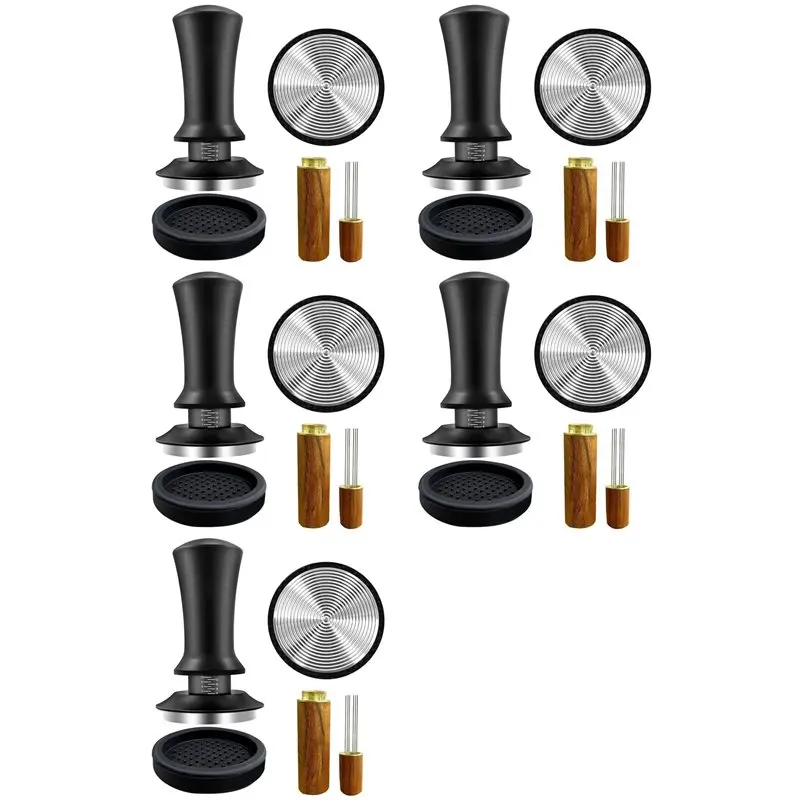 JHD 5X Coffee Espresso Tamper 51Mm With WDT Tool Calibrated Spring Loaded, With Silicone Mat, For Espresso Coffee Machine
